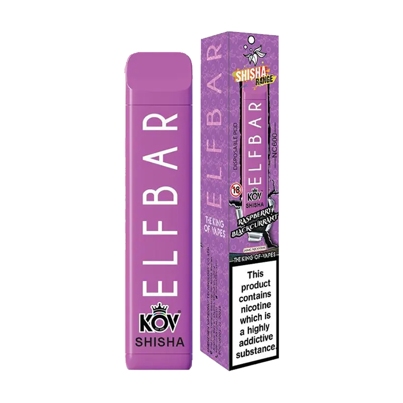 Raspberry Blackcurrant NC 600 Shisha Disposable Vape Device by Elf Bar